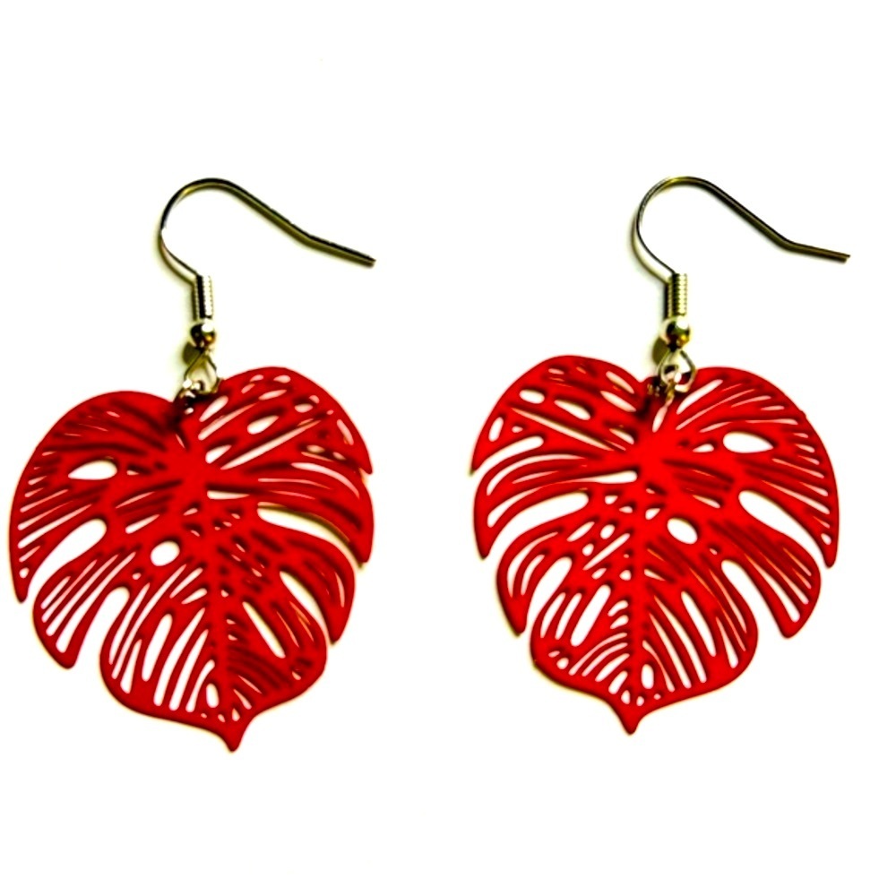 Monstera Deliciosa Leaf Filigree Earrings, Unworn, NWT